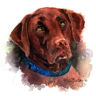 Chocolate Labrador Retreiver
$210
12 x 12” 
Black wood Frame